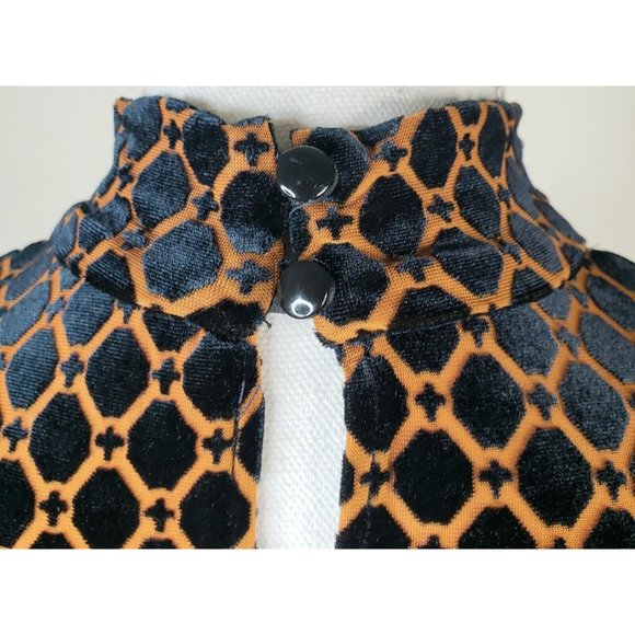 Maitai Crop Top Mock Turtleneck Black Gold Womens Small Sleeveless Button Back - Picture 2 of 6